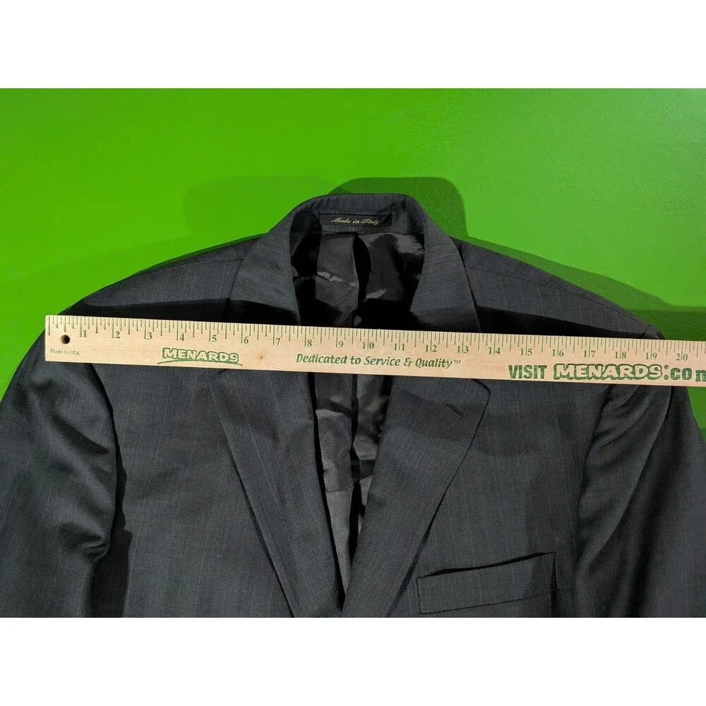 Pronto Uomo Suit Wool Zignone Super 100 Charcoal Gray Pin Striped 42 X Long 2pc